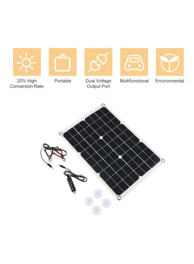 Solar Power Charging Panel With Car Charger Black 420x280mm