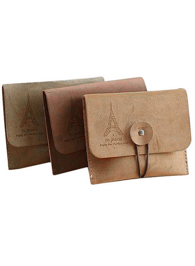 Women's Men's Vintage Eiffel Tower Coin Purse Small Fold Key Pouch Wallet Bag Brown
