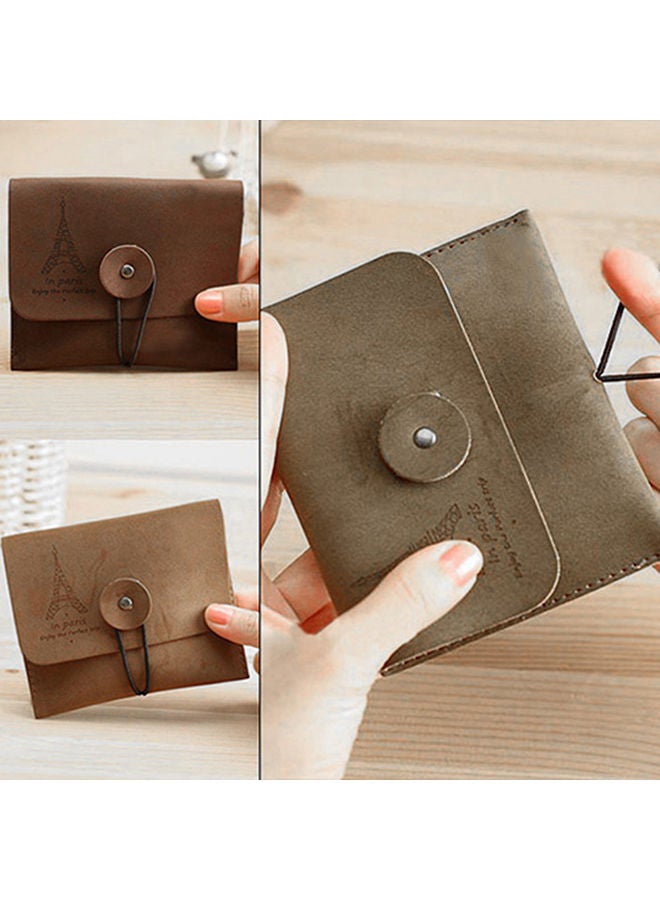 Women's Men's Vintage Eiffel Tower Coin Purse Small Fold Key Pouch Wallet Bag Brown