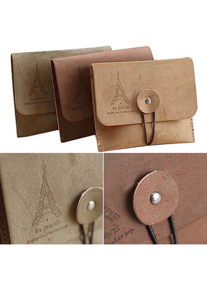Women's Men's Vintage Eiffel Tower Coin Purse Small Fold Key Pouch Wallet Bag Brown