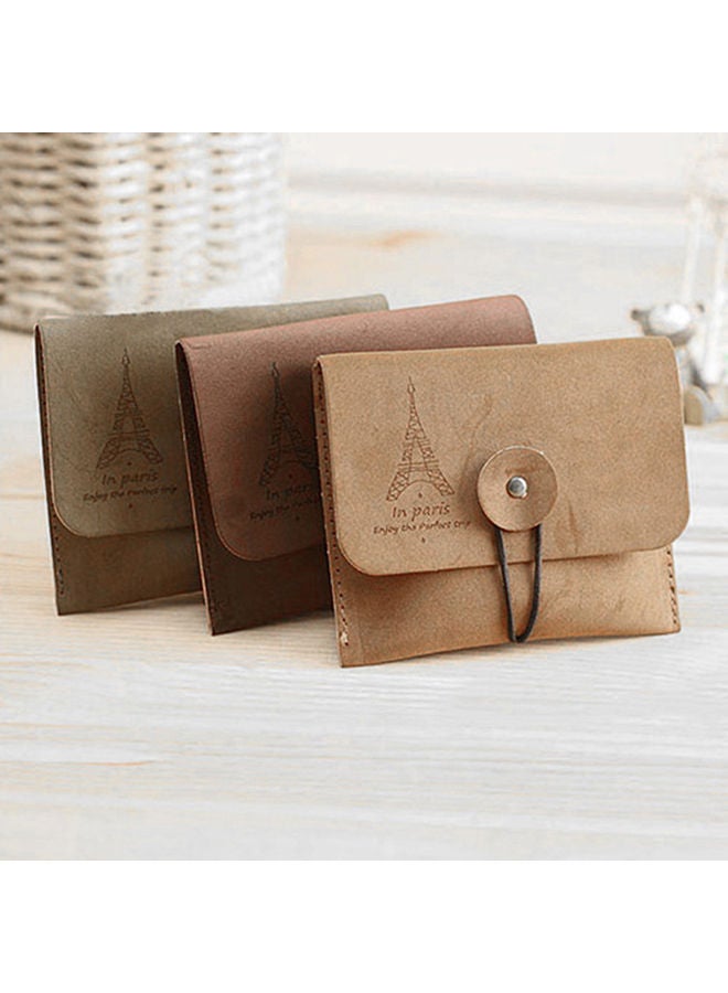 Women's Men's Vintage Eiffel Tower Coin Purse Small Fold Key Pouch Wallet Bag Brown