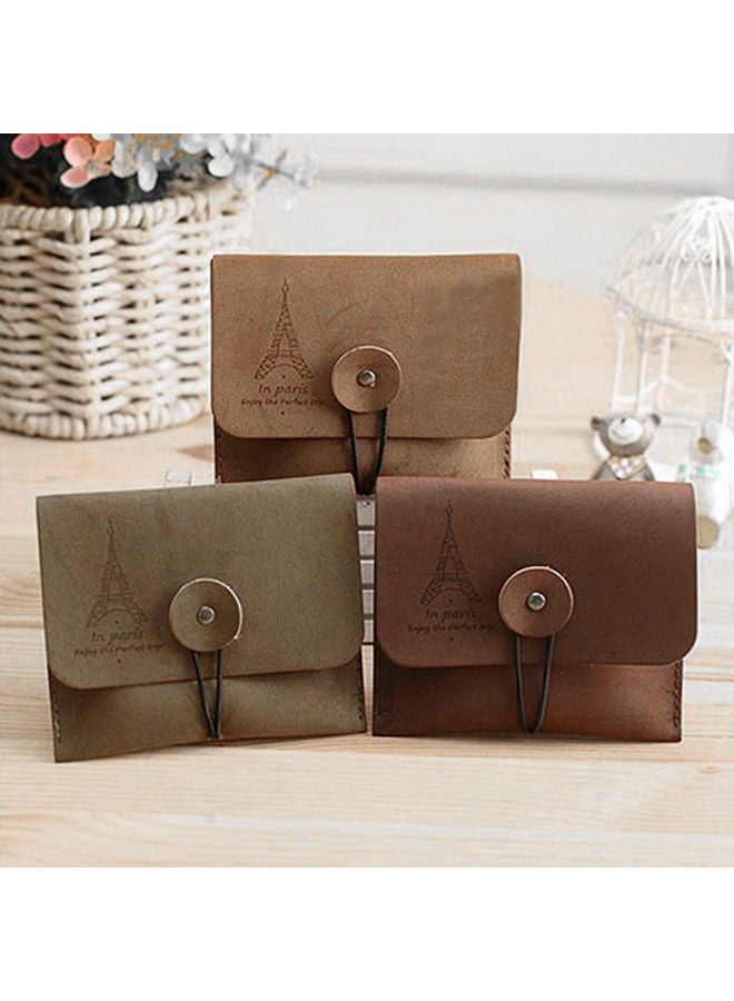 Women's Men's Vintage Eiffel Tower Coin Purse Small Fold Key Pouch Wallet Bag Brown