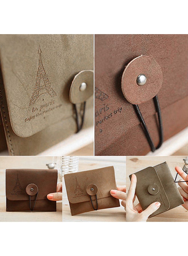 Women's Men's Vintage Eiffel Tower Coin Purse Small Fold Key Pouch Wallet Bag Brown