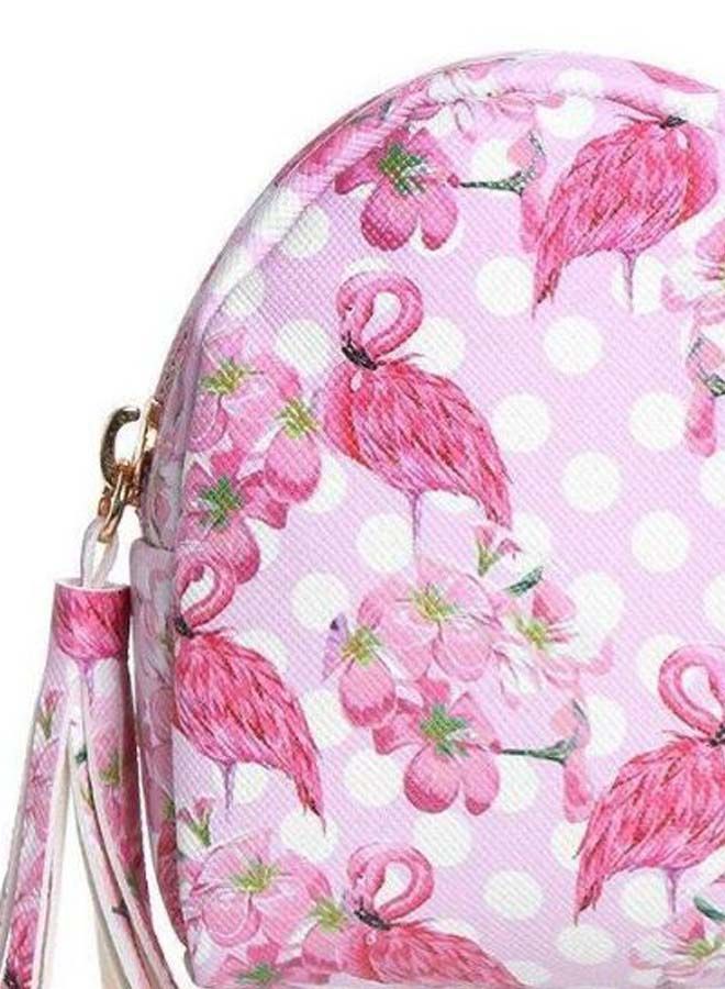 Flamingo And Flowers Print Coin Purses Pink/White/Gold