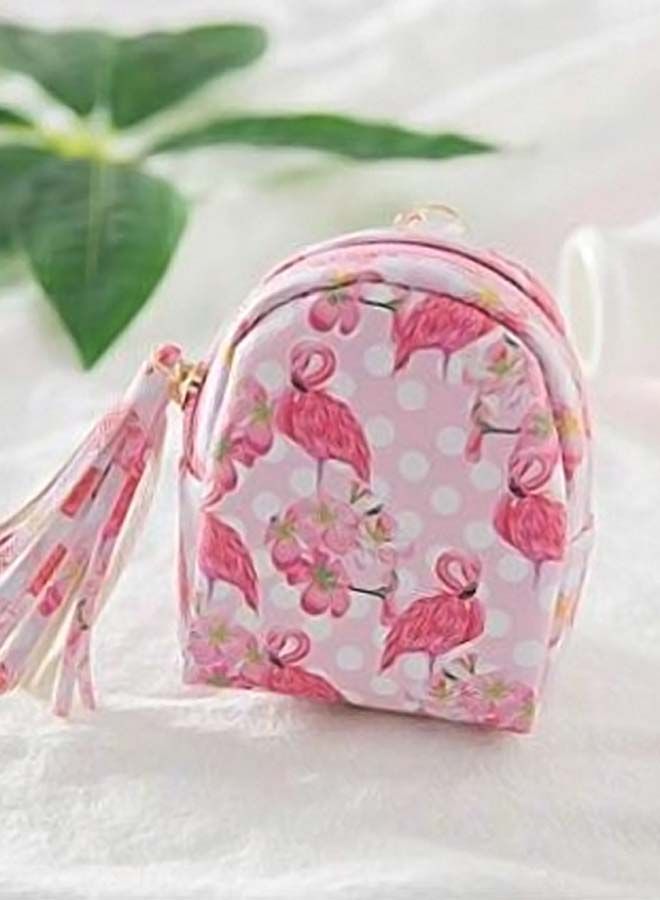 Flamingo And Flowers Print Coin Purses Pink/White/Gold