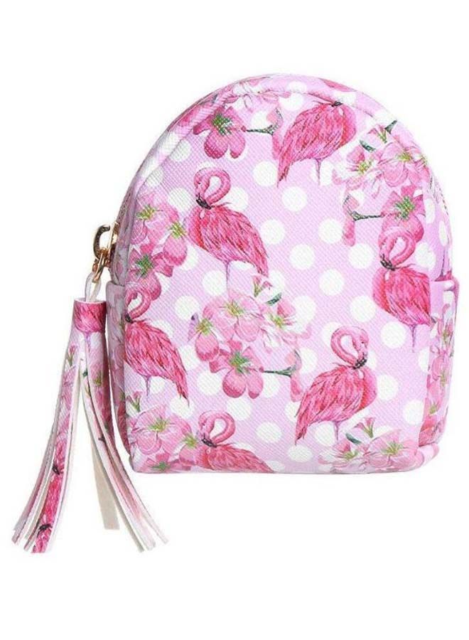 Flamingo And Flowers Print Coin Purses Pink/White/Gold