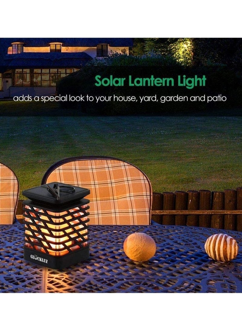 Solar Flame Light, Outdoor Hanging Lantern LED Auto Sensor Warm Decoration Waterproof Lamp for Garden Patio Yard Street Backyard Walkway