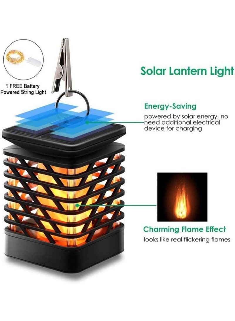 Solar Flame Light, Outdoor Hanging Lantern LED Auto Sensor Warm Decoration Waterproof Lamp for Garden Patio Yard Street Backyard Walkway