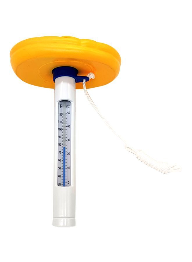 Floating Pool Thermometer With String Yellow/White/Blue