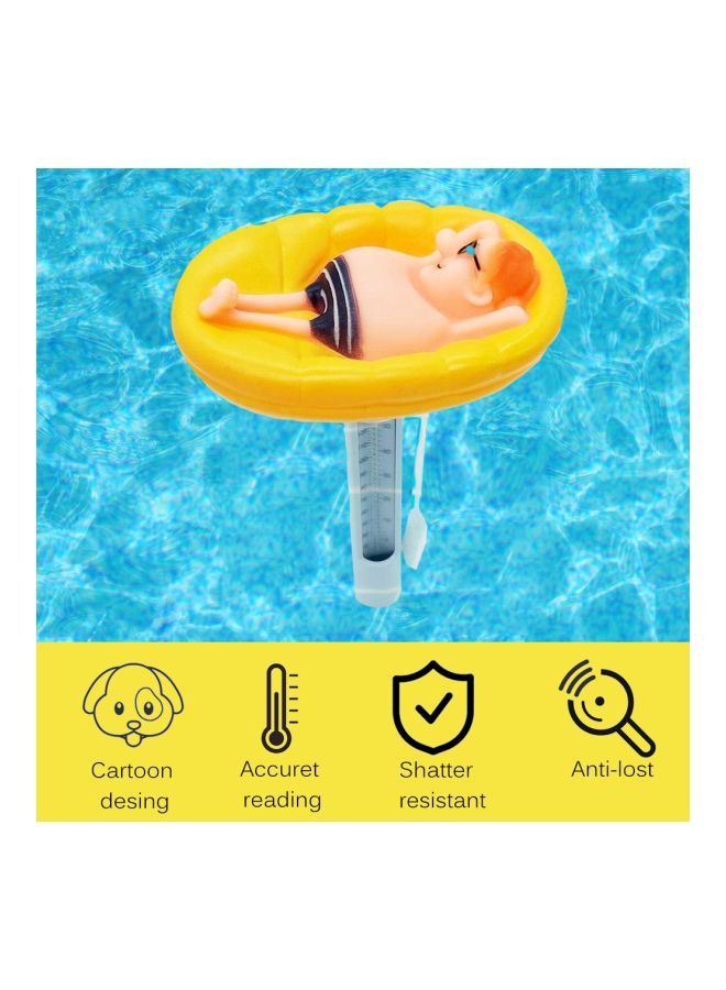 Floating Pool Thermometer With String Yellow/White/Blue