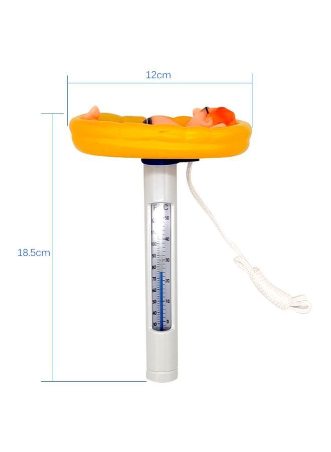 Floating Pool Thermometer With String Yellow/White/Blue