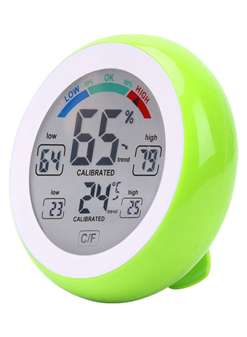 Digital Touch Screen Temperature And Humidity Meter Green/Grey/White