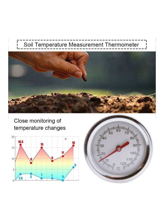 Stainless Steel Compost Soil Thermometer Silver 500x48mm