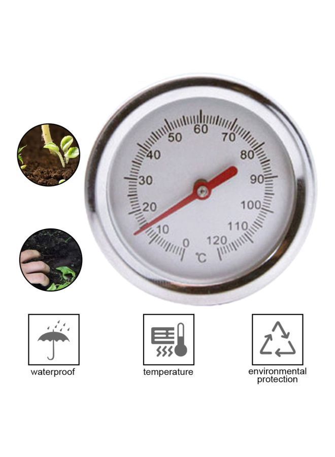 Stainless Steel Compost Soil Thermometer Silver 500x48mm