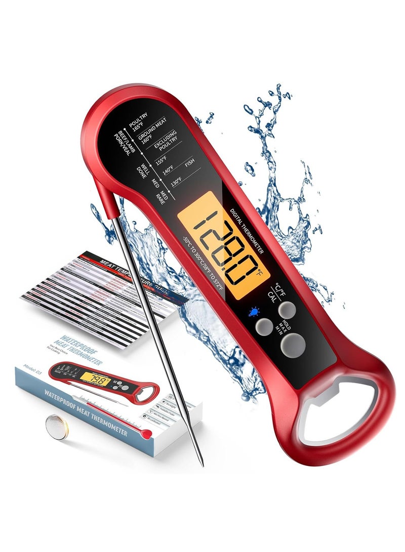 Alpha Grillers Instant Read Meat Thermometer for Cooking Grill and BBQ Griddle - Waterproof w/Backlight & Calibration for Food, Oven, Air Fryer Accessories, Kitchen Essentials, Stocking Stuffer Gifts