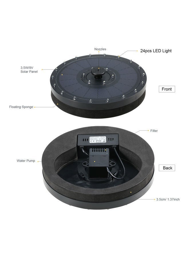 LED Solar Floating Fountain Pump Black