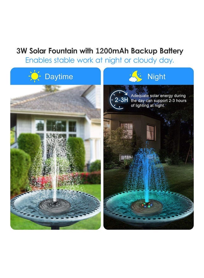 Solar Powered Outdoor Bird Bath Fountain Water Pump With LED Lights Black