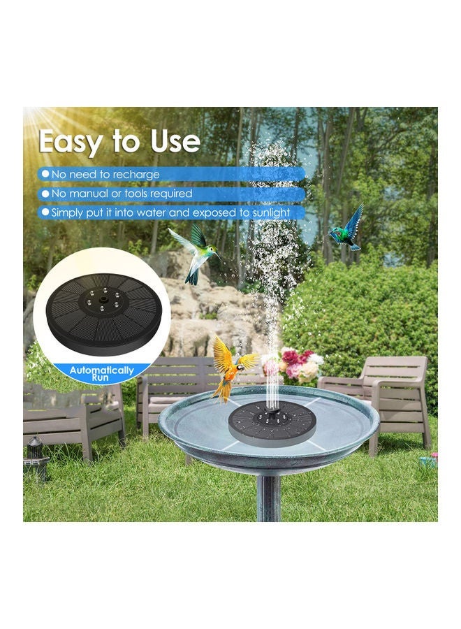 Solar Powered Outdoor Bird Bath Fountain Water Pump With LED Lights Black