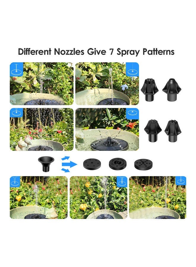 Solar Powered Outdoor Bird Bath Fountain Water Pump With LED Lights Black