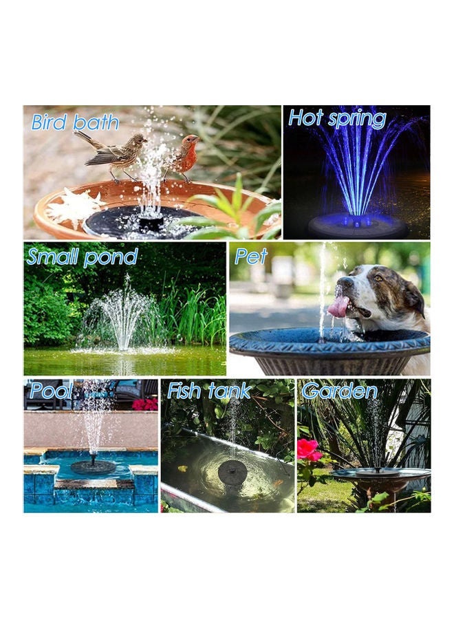 Solar Powered Outdoor Bird Bath Fountain Pump With LED Lights Black