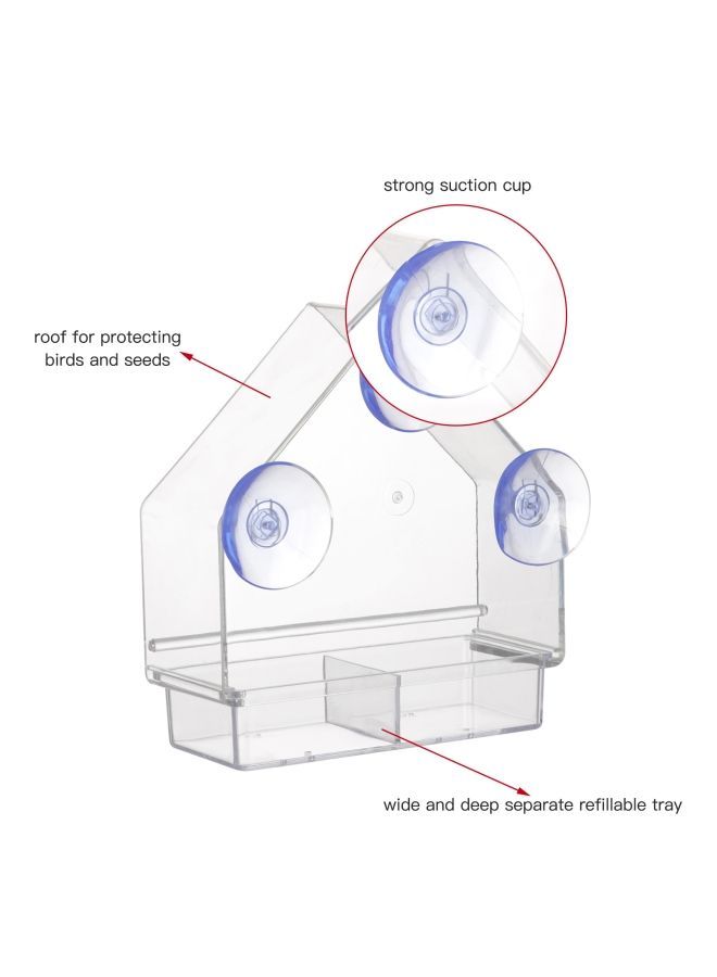 Transparent Bird Feeder With Super Strong Suction Cups Clear