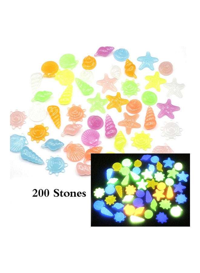 200-Piece Glow In Dark Luminous Pebbles Multicolour