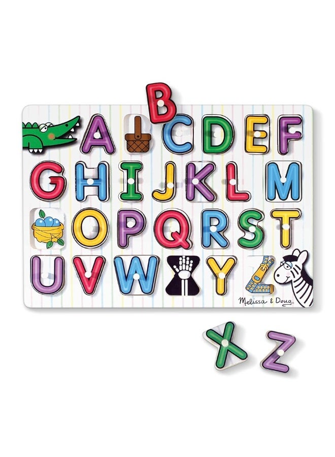 Melissa & Doug Lift & See Alphabet Wooden Peg Puzzle (26 pcs) - FSC Certified