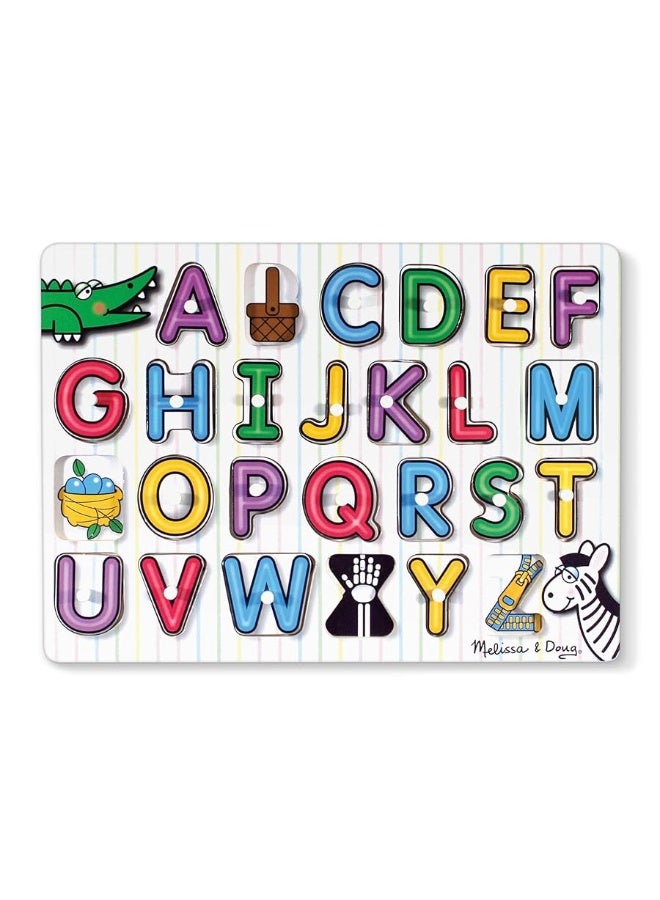 Melissa & Doug Lift & See Alphabet Wooden Peg Puzzle (26 pcs) - FSC Certified