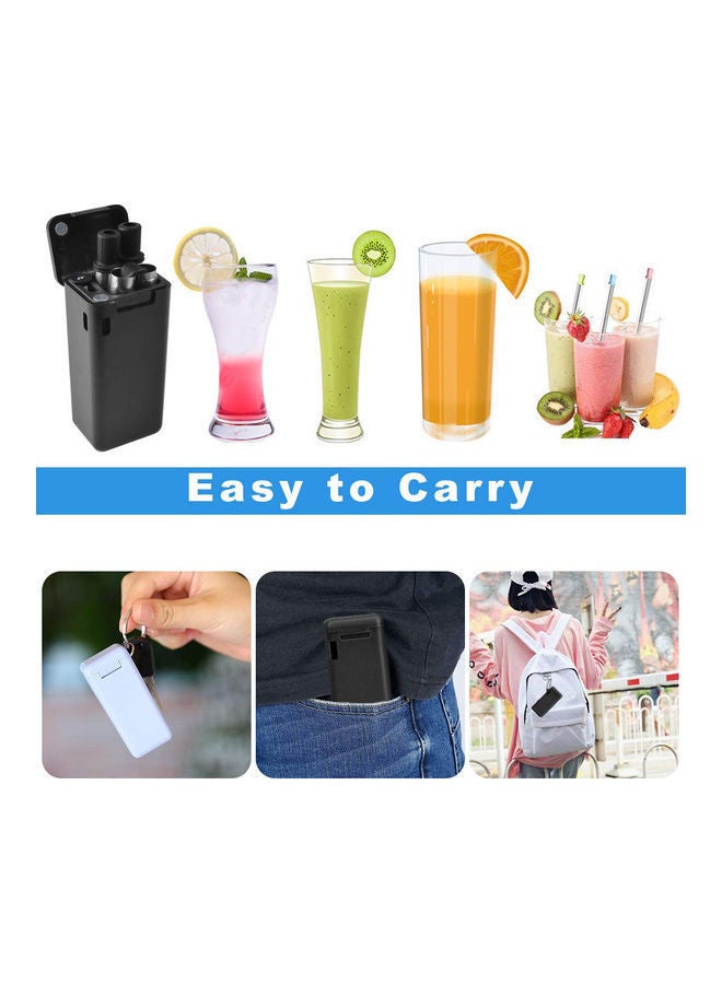 Foldable Straw With Storage Box Black 7.6 x 3 3.5cm