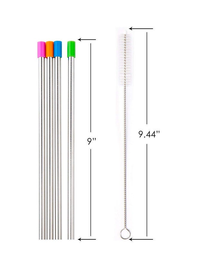 Stainless Steel Straw Silver/Pink/Green