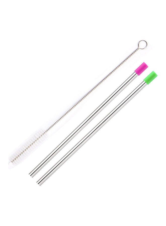 Stainless Steel Straw Silver/Pink/Green