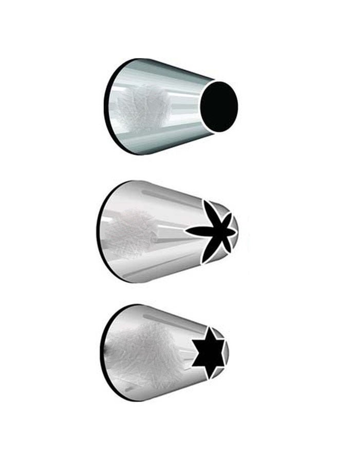 3-Piece Decorating Tip Set Silver 42x47x184millimeter