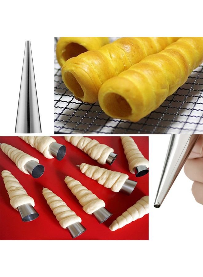 2-Piece Spiral Croissants Pastry Conical Tube Baking Mold Silver