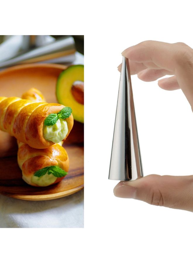 2-Piece Spiral Croissants Pastry Conical Tube Baking Mold Silver