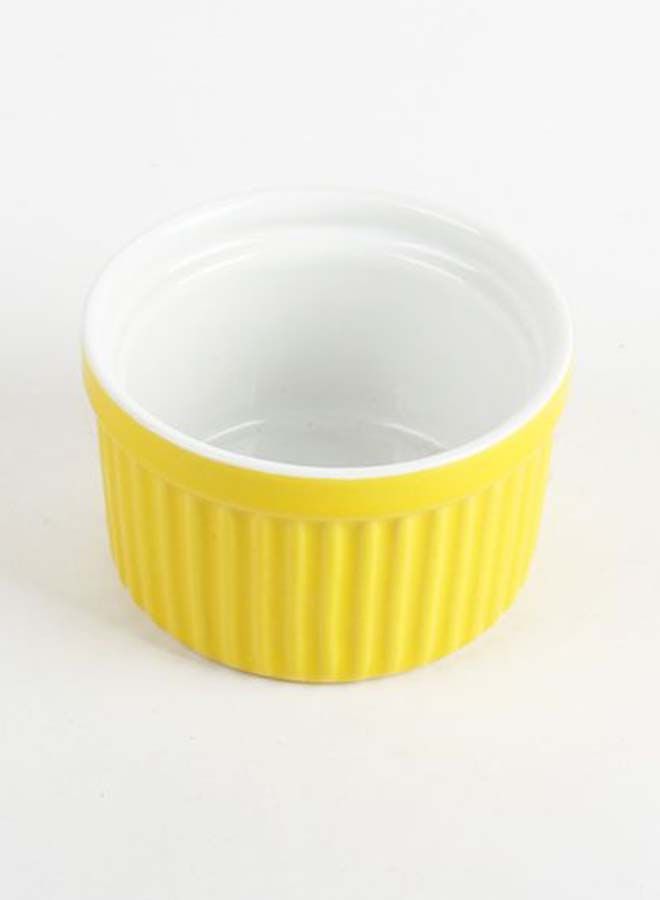 6-Piece Classic Souffle Dish Ramekin Set Yellow/White 8 x 8centimeter