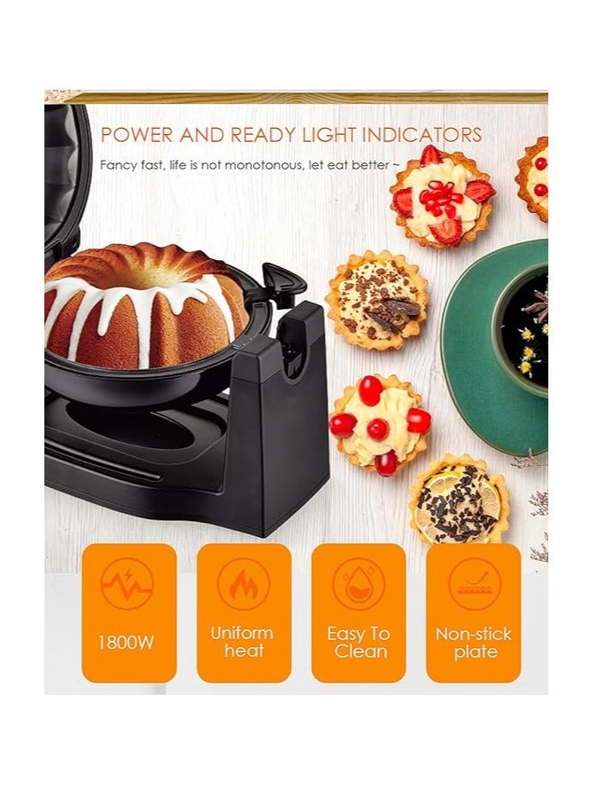 Household Cake Machine, Bundt Cake Maker Multifunctional Flipping Bread Machine with Anti-slip Feet and Non-stick Plate, Constant Temperature, Even Heating, Suitable for Home Kitchen and Commercial Use (11 Inch)