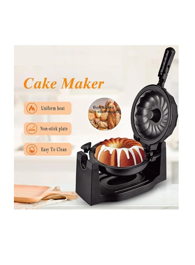 Household Cake Machine, Bundt Cake Maker Multifunctional Flipping Bread Machine with Anti-slip Feet and Non-stick Plate, Constant Temperature, Even Heating, Suitable for Home Kitchen and Commercial Use (11 Inch)