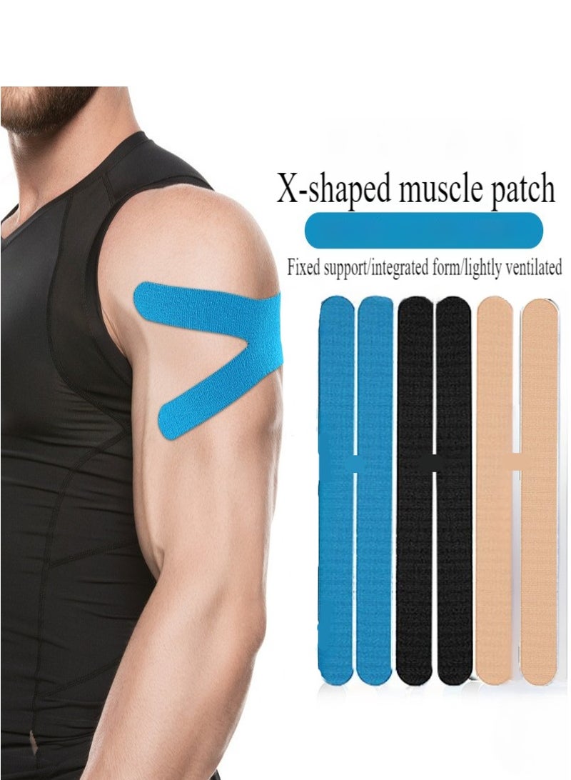 5pcs X-Shaped Muscle Tape, Waterproof and Breathable Exercise Tape, Sports Elastic Knee Brace Muscle Pain Relief Knee Tape, Suitable for Gym Fitness, Running, Tennis, Swimming, Soccer (5*23cm)