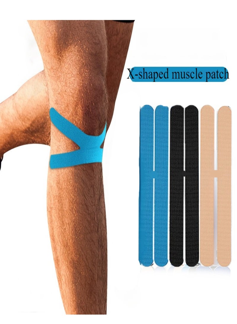 5pcs X-Shaped Muscle Tape, Waterproof and Breathable Exercise Tape, Sports Elastic Knee Brace Muscle Pain Relief Knee Tape, Suitable for Gym Fitness, Running, Tennis, Swimming, Soccer (5*23cm)