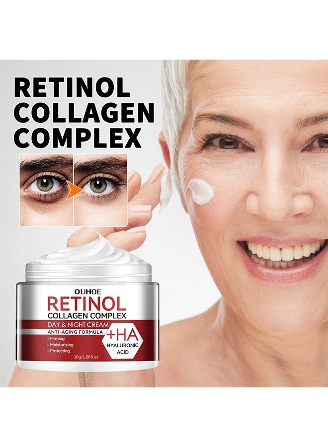 Retinol Collagen Complex Day & Night Cream, Anti Aging Cream With Hyaluronic Acid And Collagen, Wrinkle Removal Skin Firming Cream 30g