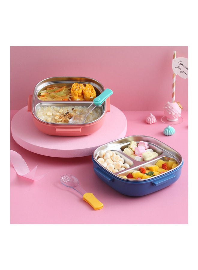 Lunch Box With Fork 2 Compartment Blue 17.80*6.00*17.80cm