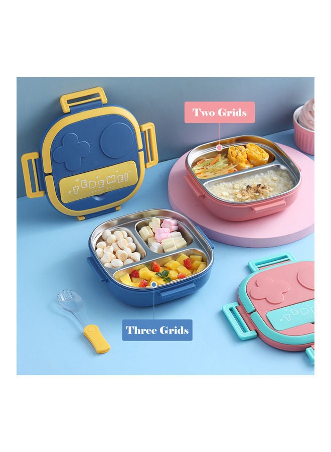 Lunch Box With Fork 2 Compartment Blue 17.80*6.00*17.80cm