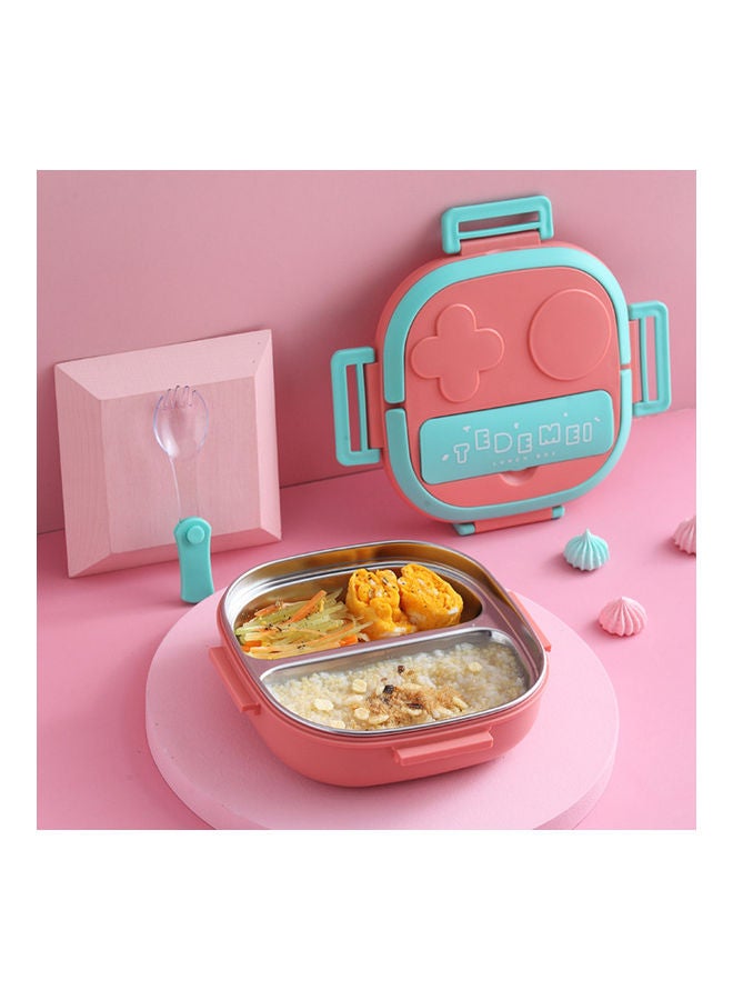 Lunch Box With Fork 2 Compartment Blue 17.80*6.00*17.80cm