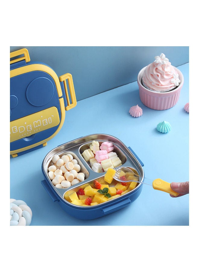 Lunch Box With Fork 2 Compartment Blue 17.80*6.00*17.80cm