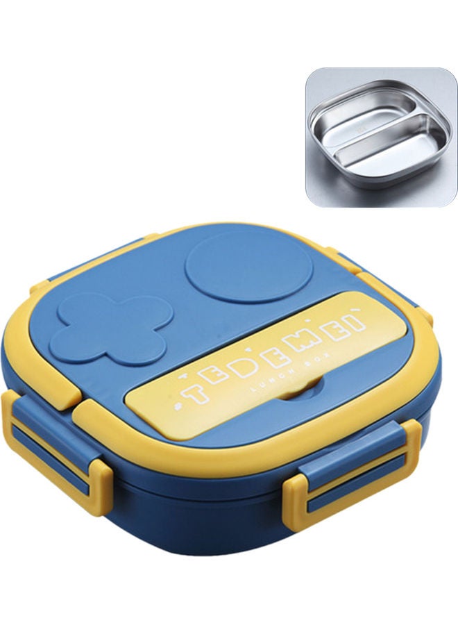 Lunch Box With Fork 2 Compartment Blue 17.80*6.00*17.80cm