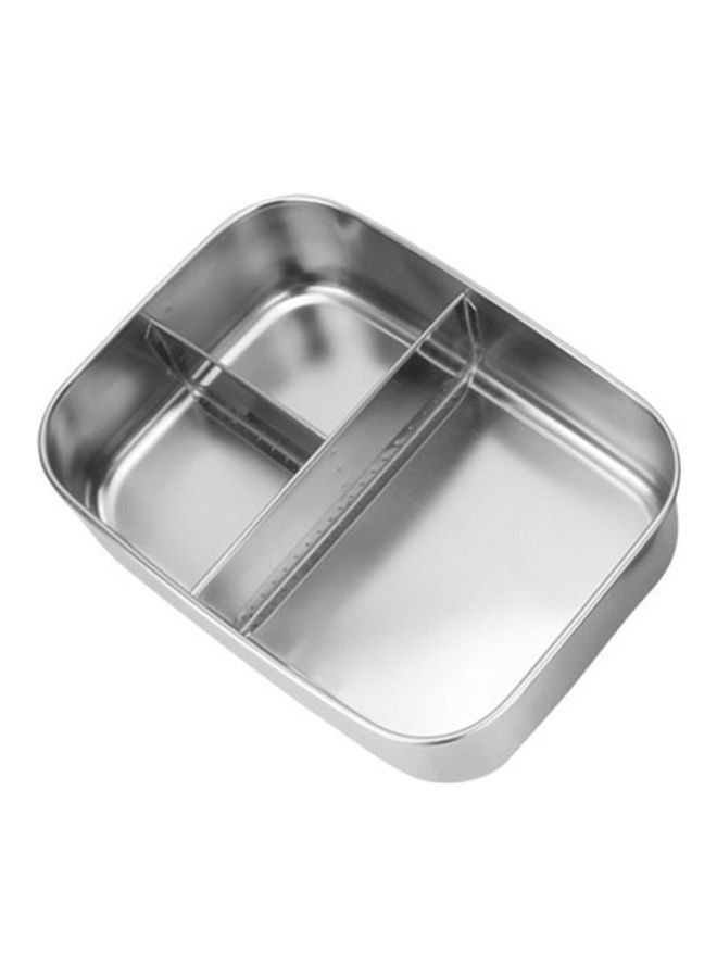 3-Grid Stainless Steel Portable Food Container Silver 16.7 x 12.8 6cm