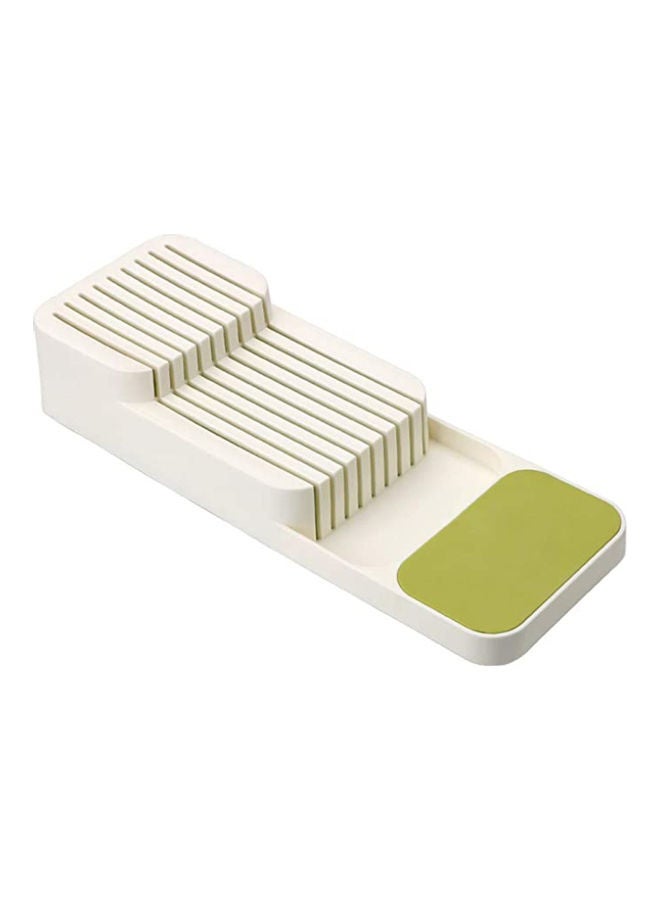 Drawer Knife Organizer White/Green 15.6x5.4x2.9inch