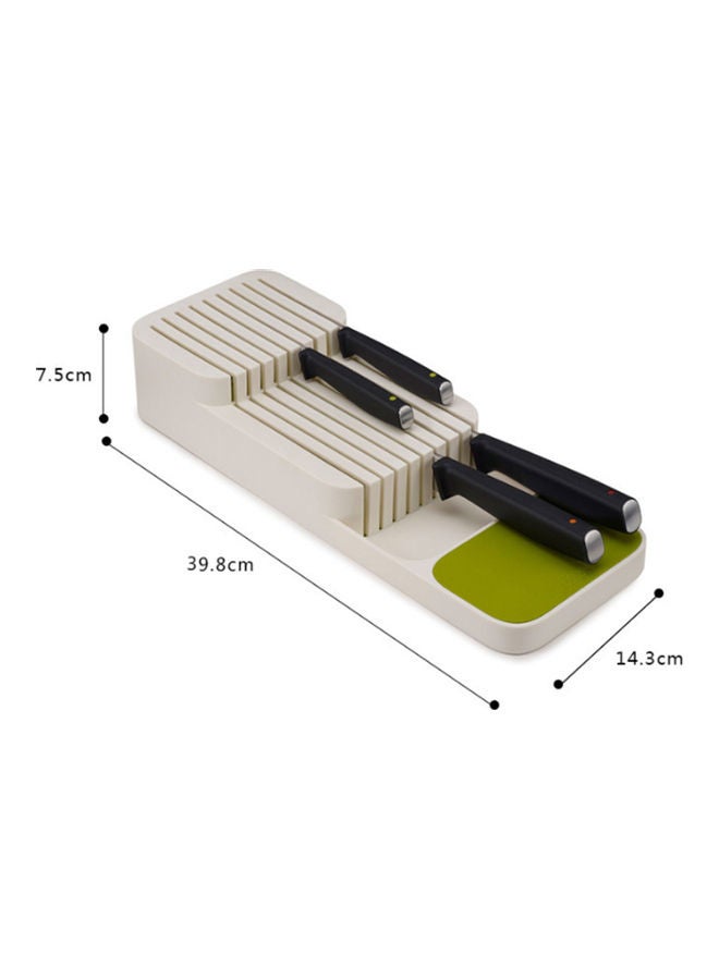 Drawer Knife Organizer White/Green 15.6x5.4x2.9inch