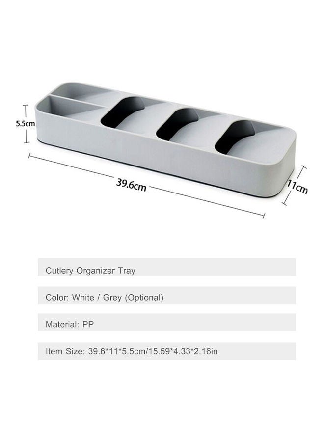 Cutlery Organizer Tray Silverware Storage Case Kitchen Drawer Individual Compartments for Forks Knives Spoons Grey 39.6*5.5*11cm