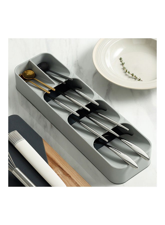 Cutlery Organizer Tray Silverware Storage Case Kitchen Drawer Individual Compartments for Forks Knives Spoons Grey 39.6*5.5*11cm